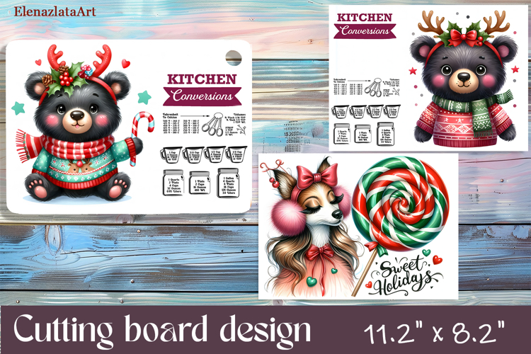Cute animal Cutting Board Designs, mery christmas