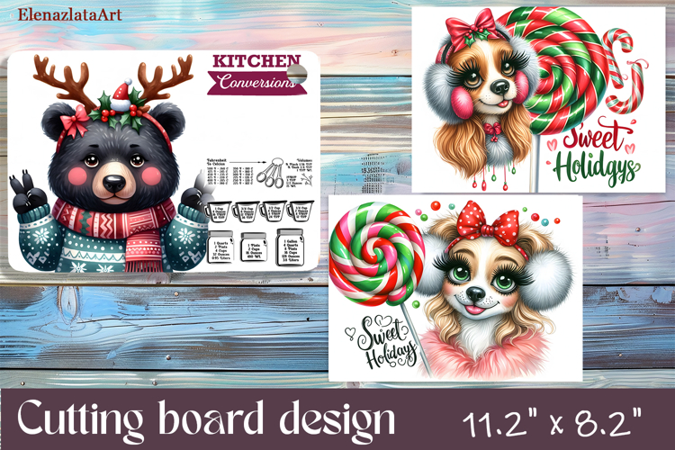Cute animal Cutting Board Designs, mery christmas