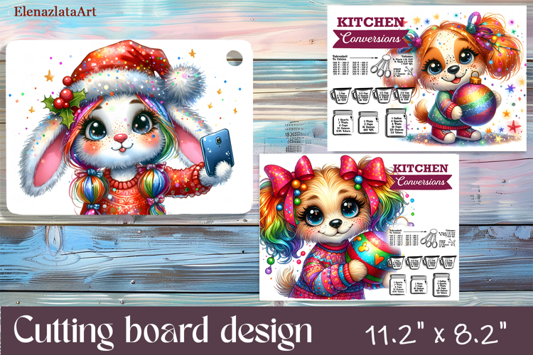Cute animal Cutting Board Designs, mery christmas