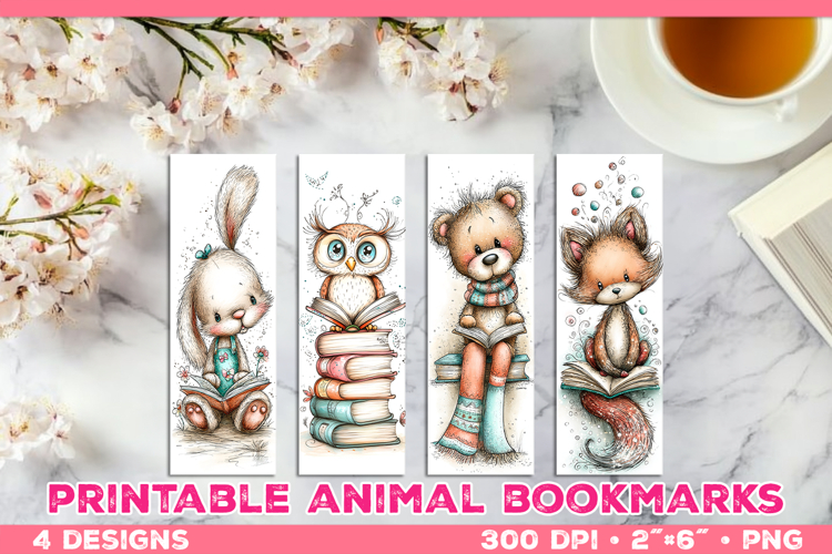 Cute Animals Reading Books Printable Bookmarks