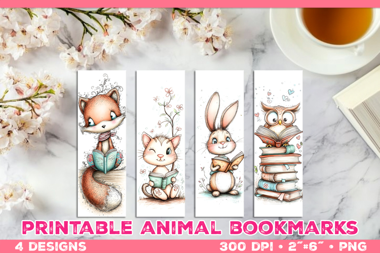 Cute Animals Reading Books Printable Bookmarks