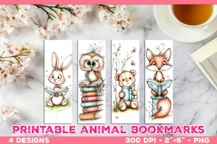 Cute Animals Reading Books Printable Bookmarks