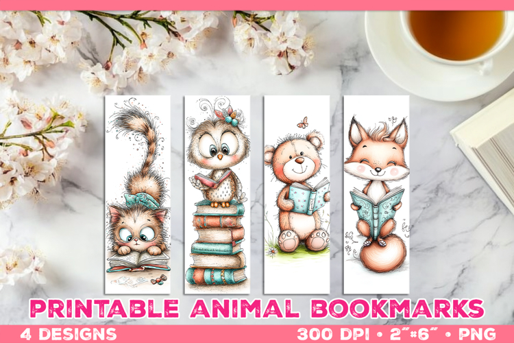 Cute Animals Reading Books Printable Bookmarks