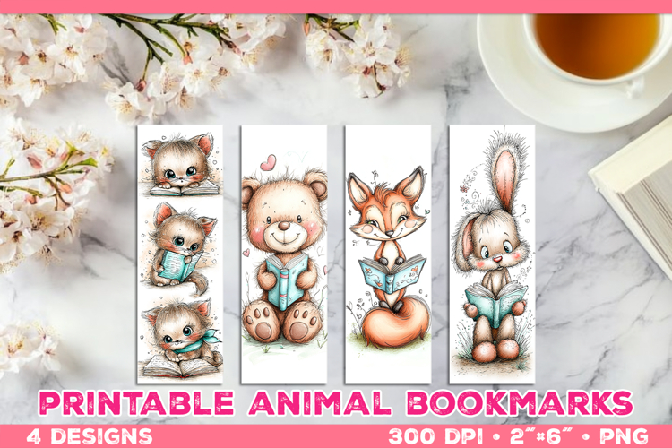 Cute Animals Reading Books Printable Bookmarks