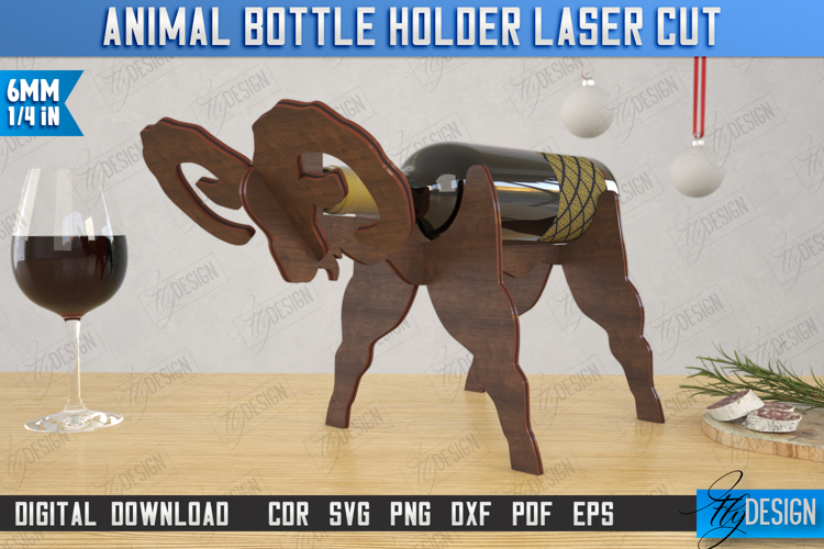 Wine Bottle Holder Laser Cut | Tabletop Wine Rack | Sheep