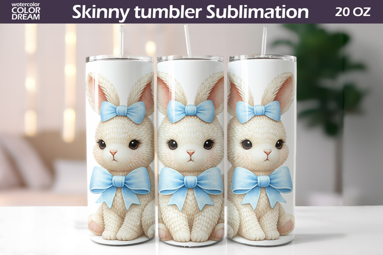 Bunny Bow Tumbler Wrap | Easter 20oz Sublimation