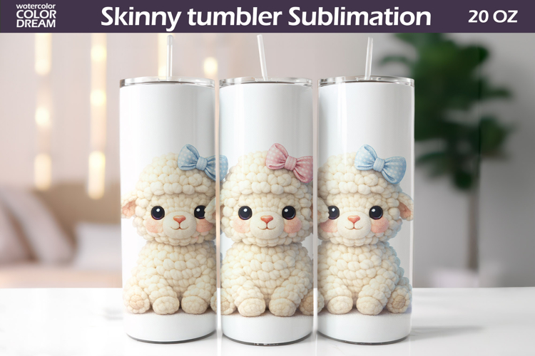 Lamb Bow Tumbler Wrap | Easter 20oz Sublimation