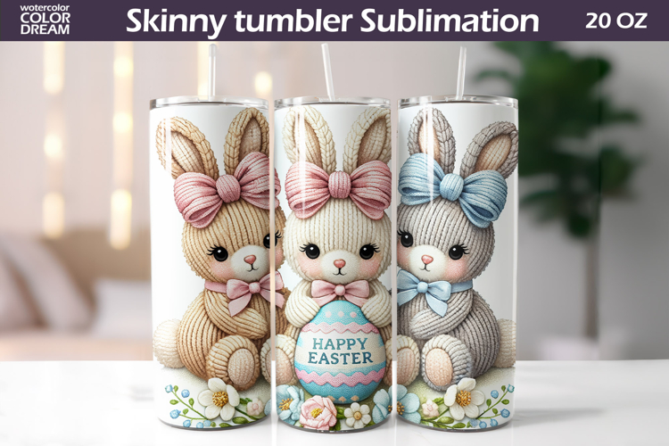 Easter Bunny Tumbler Wrap | 20oz Skinny Sublimation