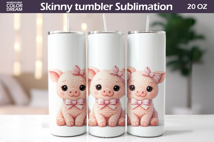 Cute Pig Tumbler Design | Farm Animal Sublimation