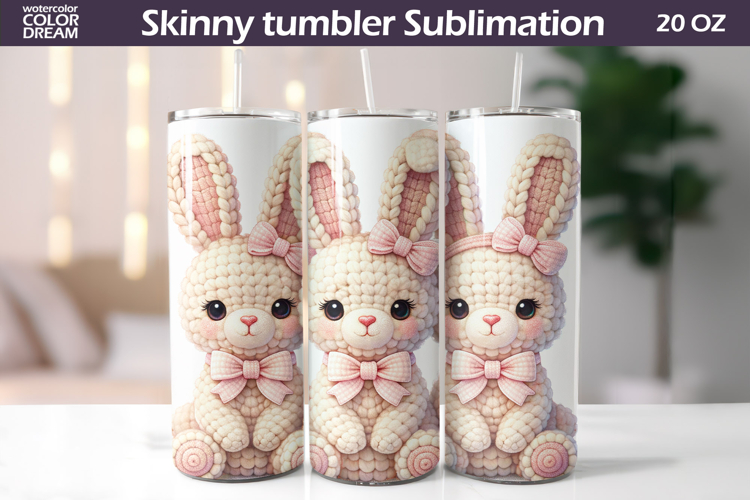 Pastel Bunny Tumbler Wrap | Easter Rabbit Pink Bow