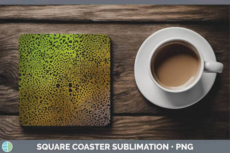 Animal Brown Jaguar Print Square Coaster Sublimation Coaster