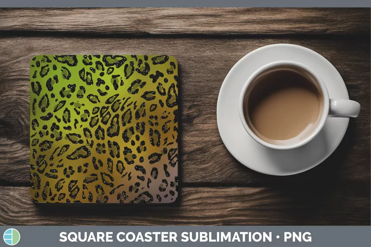 Animal Brown Leopard Print Square Coaster Sublimation Coaste