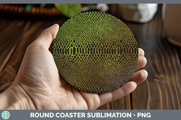 Animal Brown Snake Print Round Coaster Sublimation Coaster D