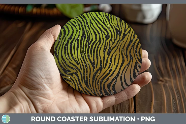 Animal Brown Zebra Print Round Coaster Sublimation Coaster D