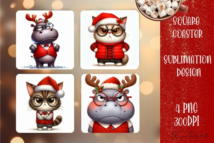 Sarcastik animal Coaster Design. Winter Coaster Sublimation
