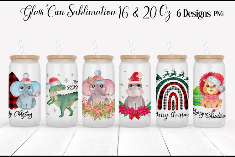 Libbey Christmas Glass Can | Animals Sublimation Bundle