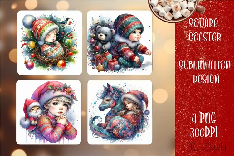 Christmas Sublimation Coaster Design, Winter