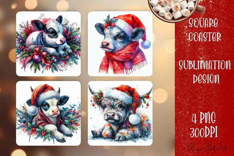 Christmas owl Sublimation Coaster Design, animal