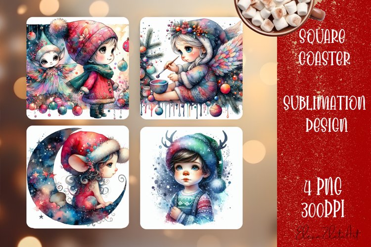 Christmas Sublimation Coaster Design, Winter example image 1