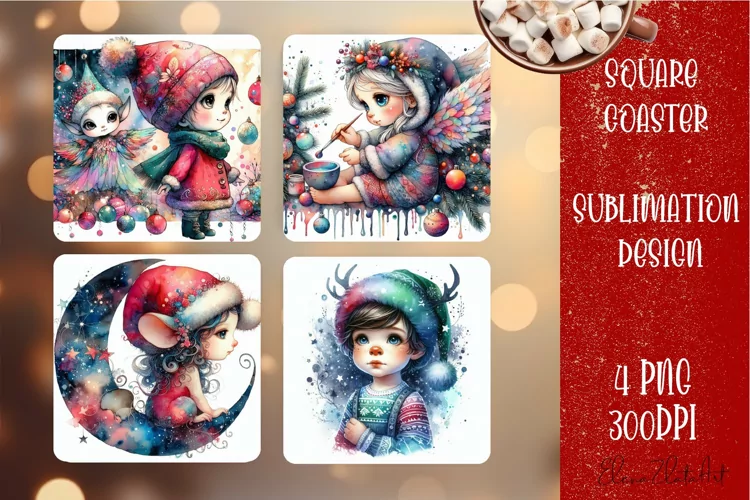 Christmas Sublimation Coaster Design, Winter