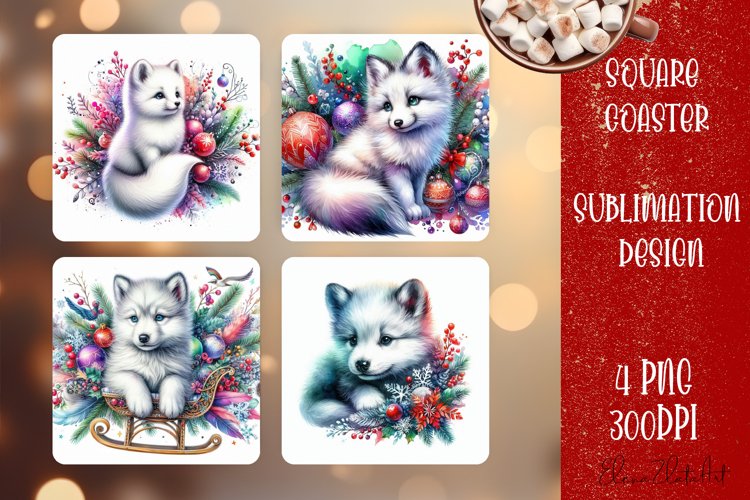 Christmas animal Sublimation Coaster Design, animal