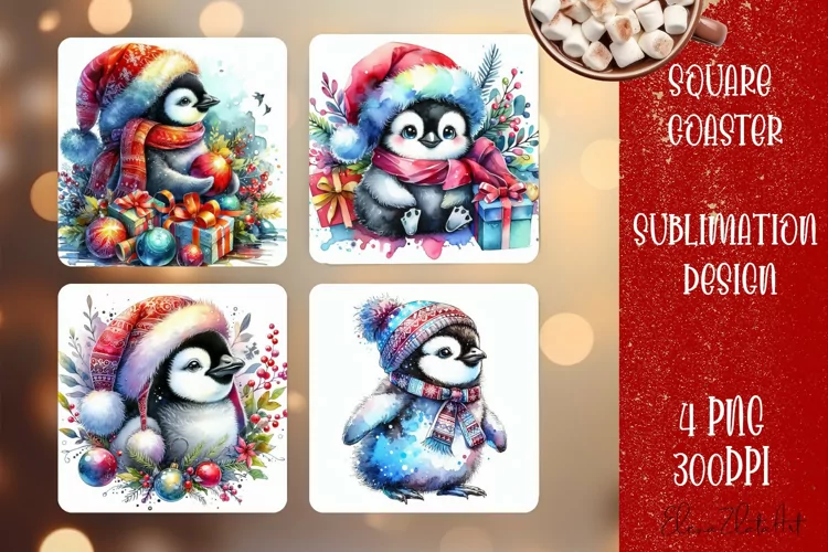 Christmas bird Sublimation Coaster Design, animal