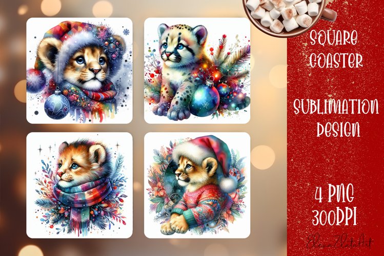 Christmas animal Sublimation Coaster Design, animal