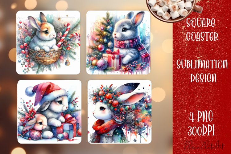 Christmas animal Sublimation Coaster Design, animal