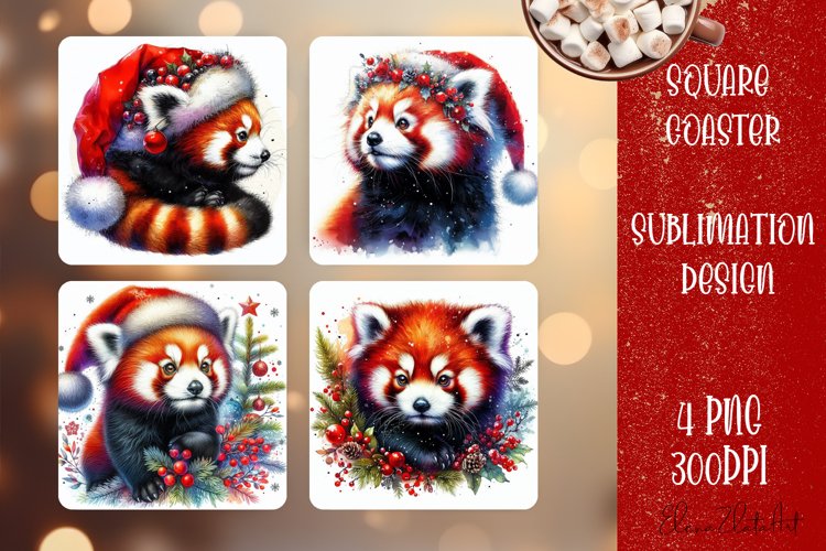Christmas animal Sublimation Coaster Design, animal example image 1