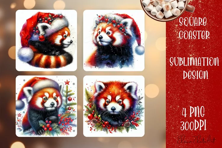 Christmas animal Sublimation Coaster Design, animal