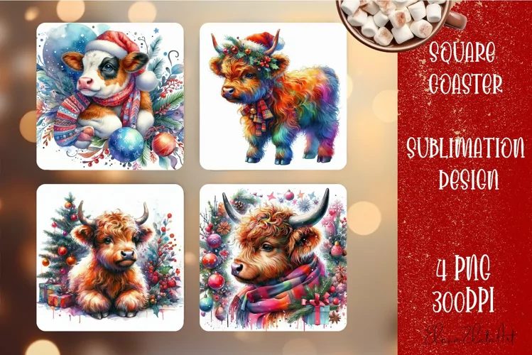 Christmas owl Sublimation Coaster Design, animal