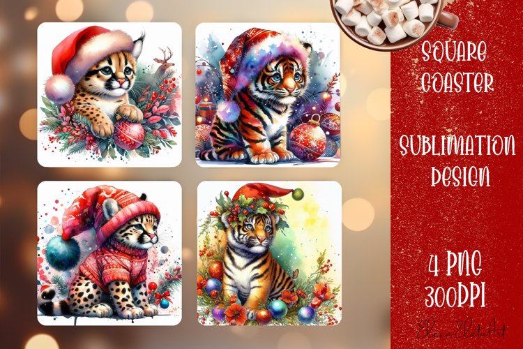 Christmas animal Sublimation Coaster Design, animal