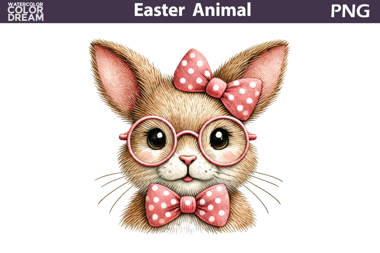 Bunny Glasses Clipart | Easter Rabbit Bow Sublimation