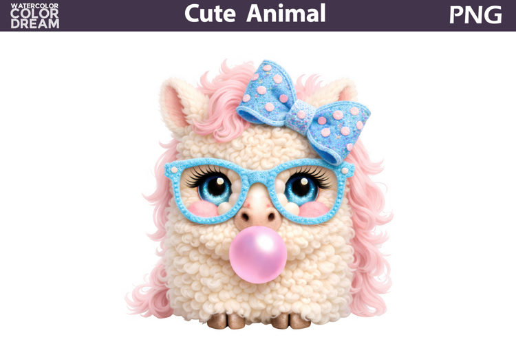 Baby Animal Easter Clipart | Cute Horse Glasses Bubble Gum