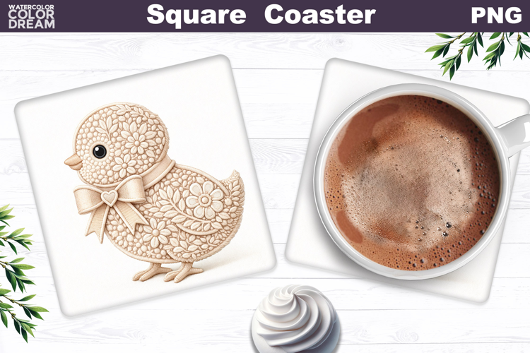Bird Floral Square Coaster | Spring Animal Sublimation