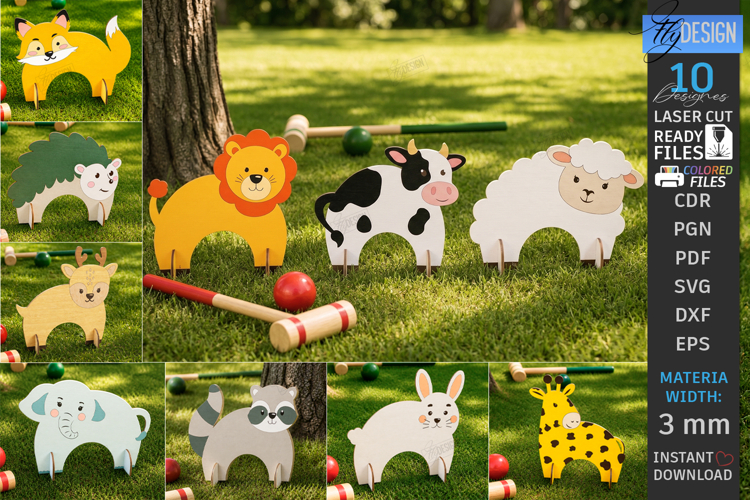 Animal Croquet Gates Laser Cut Bundle | 3D Kids Laser | Game