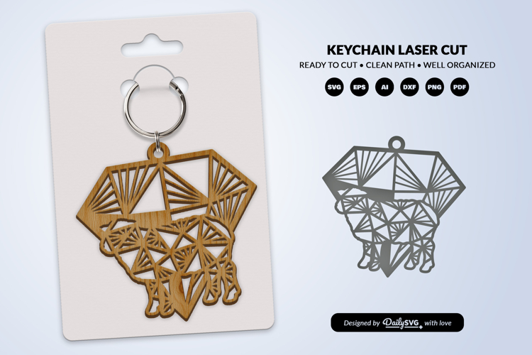 Geometric Farm Animal Diamond Keychain Laser Cut SVG