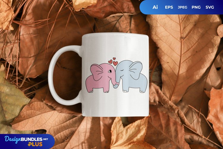 Lovely Elephants Linking Trunks, Valentines Day Animal