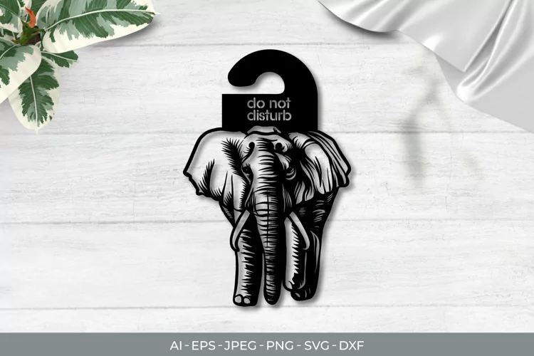 Elephant Door Tag - Do Not Disturb SVG File