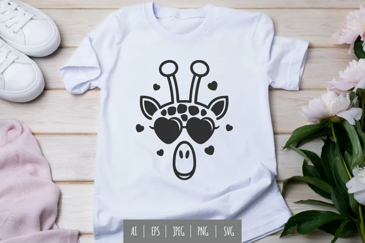 Giraffe Face Wearing Love Glasses Sublimation