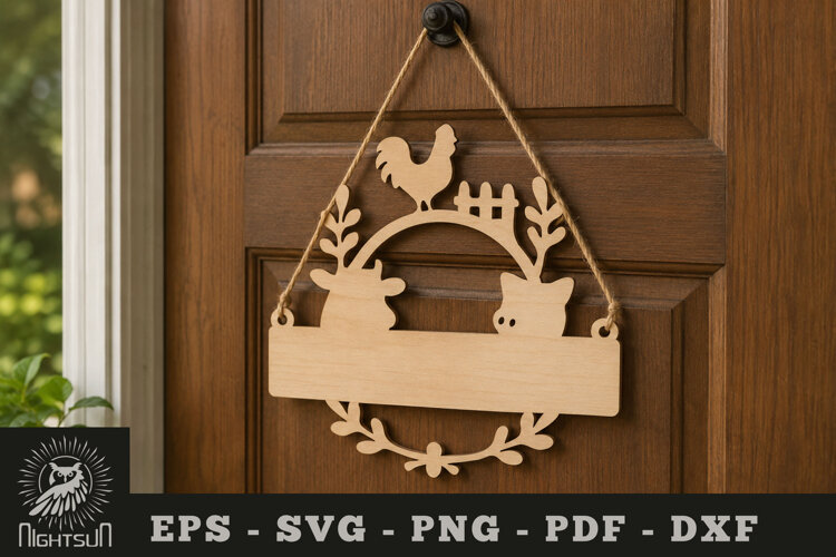 Animal Farm Lasercut Door Sign SVG example image 1