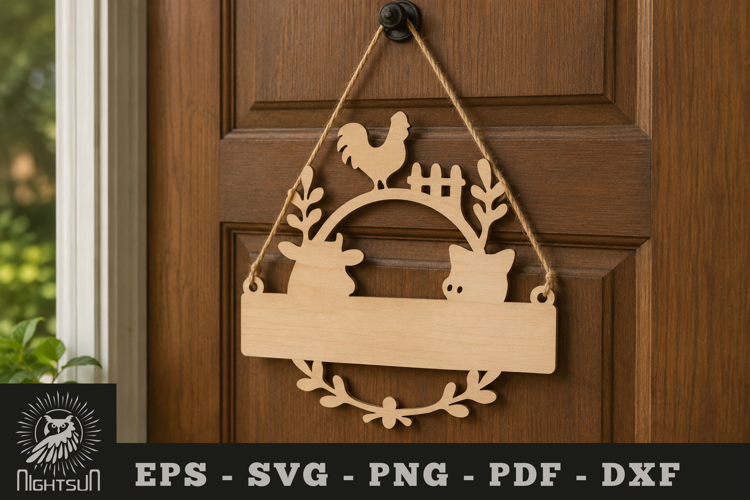 Animal Farm Lasercut Door Sign SVG