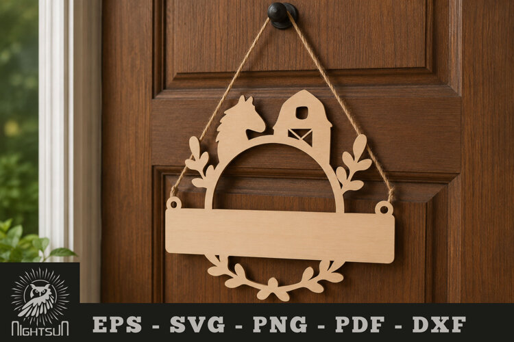 Animal Farm Lasercut Door Sign SVG example image 1