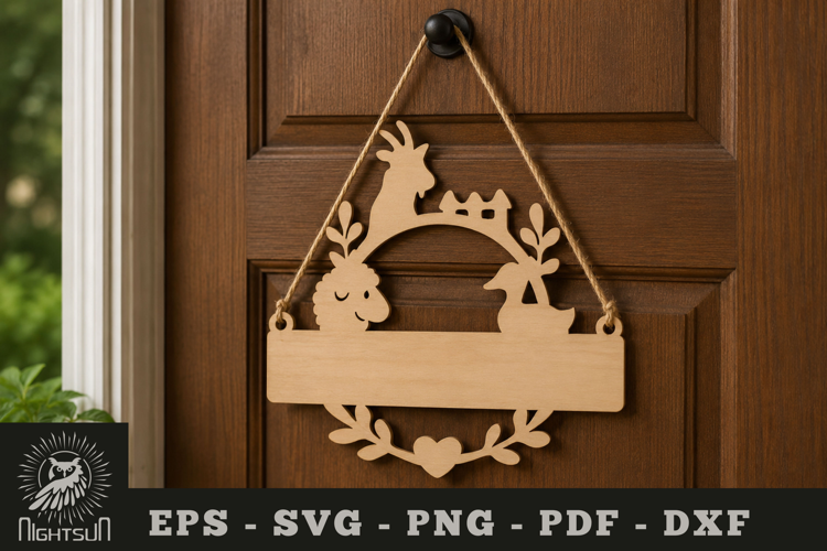 Animal Farm Lasercut Door Sign SVG