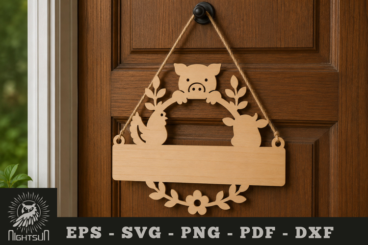 Animal Farm Lasercut Door Sign SVG