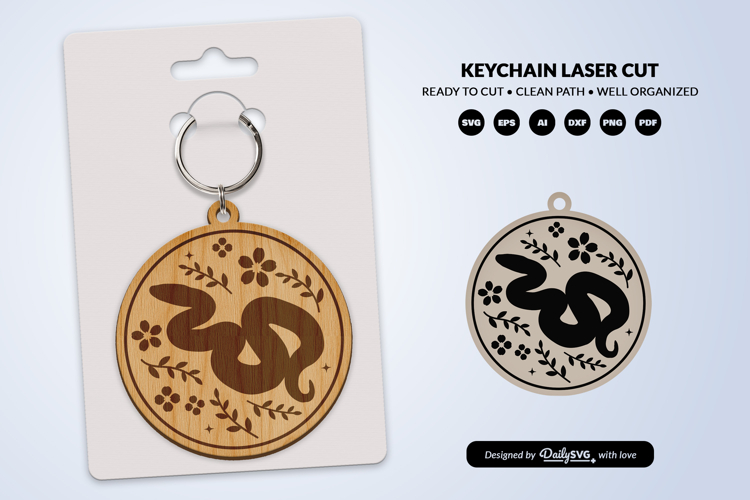 Jungle Animal Floral Folk Art Keychain Laser Cut