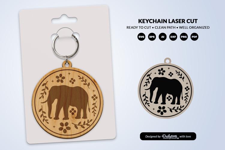 Savana Animal Floral Folk Art Keychain Laser Cut