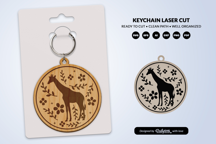 Savana Animal Floral Folk Art Keychain Laser Cut