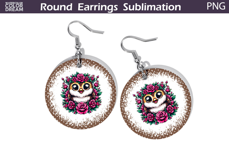 Bird Floral Round Earrings | Animal Flowers Round Earrings