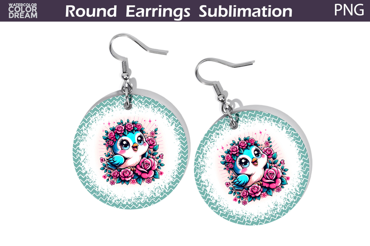 Bird Floral Round Earrings | Animal Flowers Round Earrings